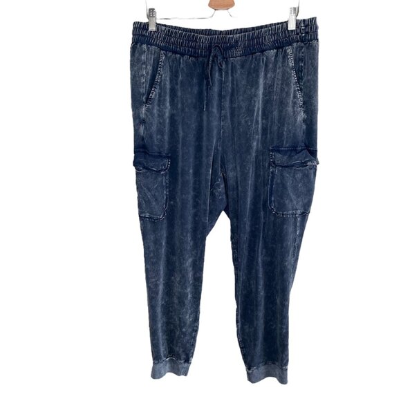 Torrid Womens Cargo Casual Pull On Jogger Pants Size 1X Blue Acid Wash - Picture 1 of 9